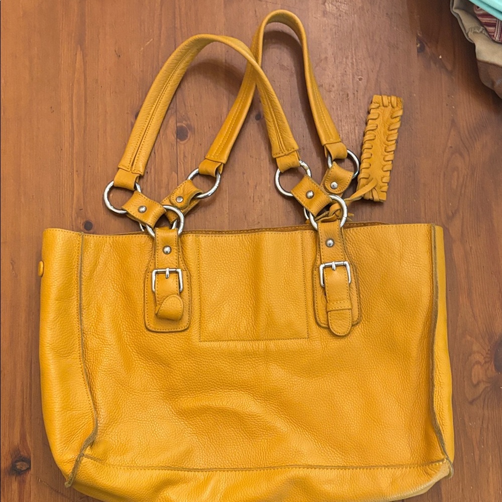Yellow Leather Tote Bag